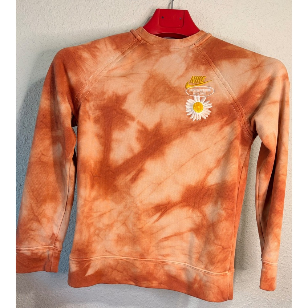 Nike Girls Tie Dye Sweatshirt Orange Daisy M
